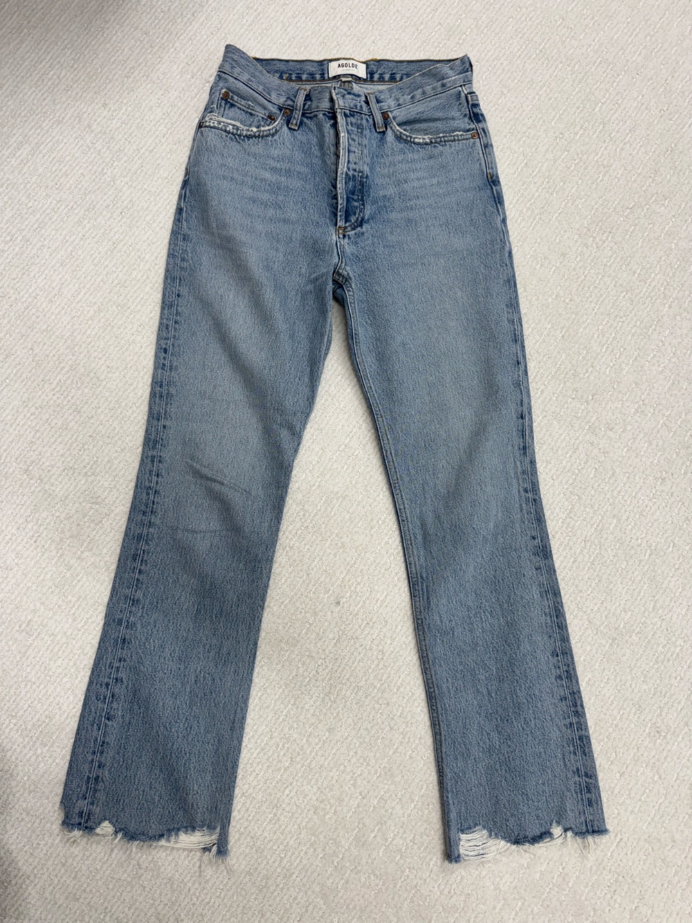 Agolde Light Blue size 25 Flare Jeans with Raw Hem Like New